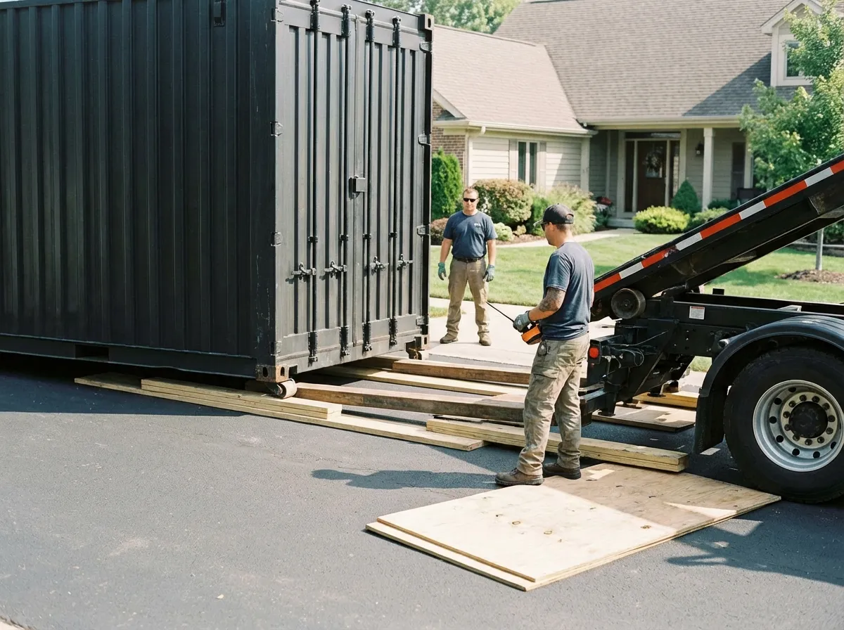 Driveway protection and delivery preparation for dumpster rental in Longview, TX