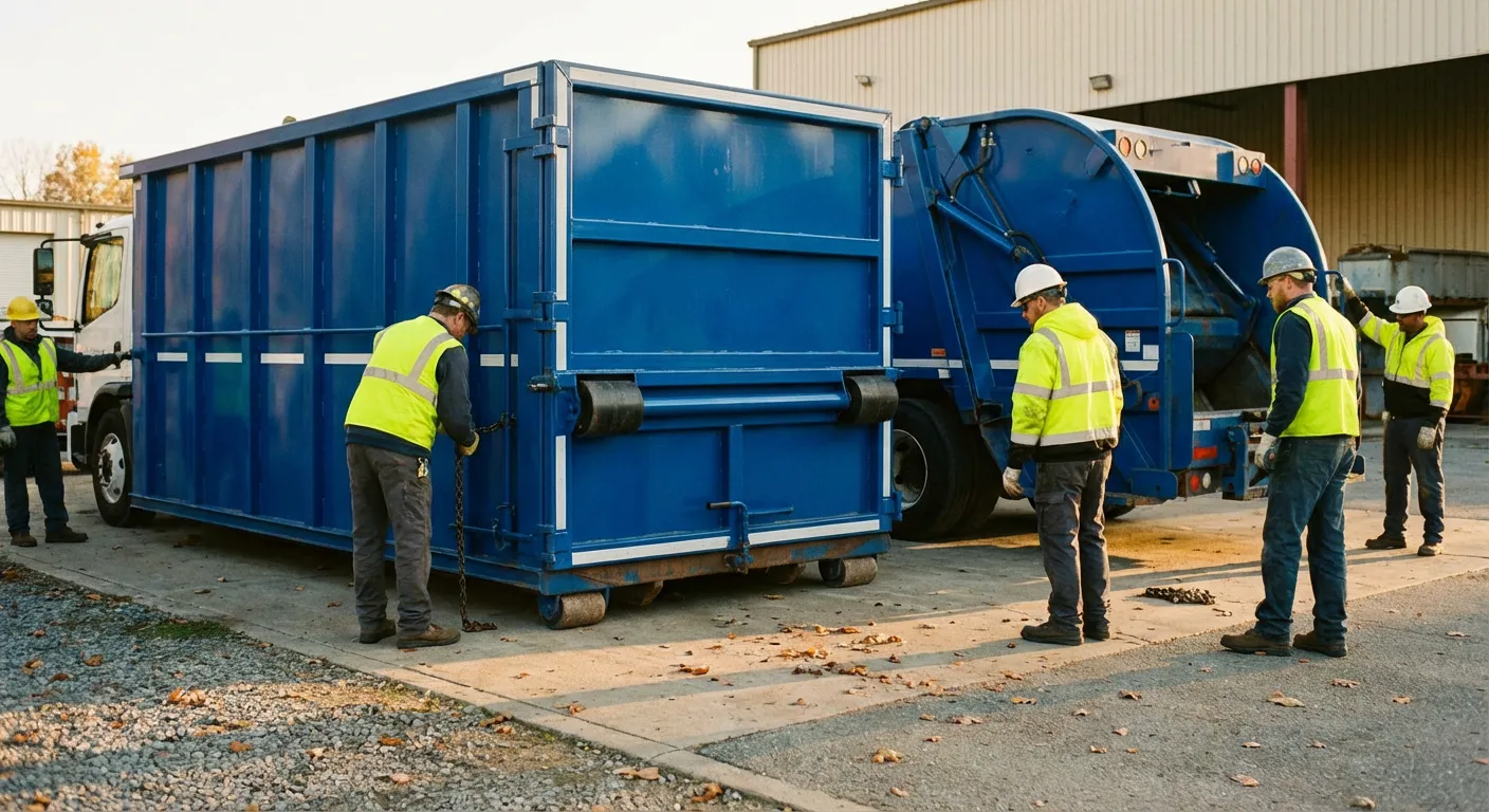 Roll-off dumpster loaded with construction debris in Longview, TX