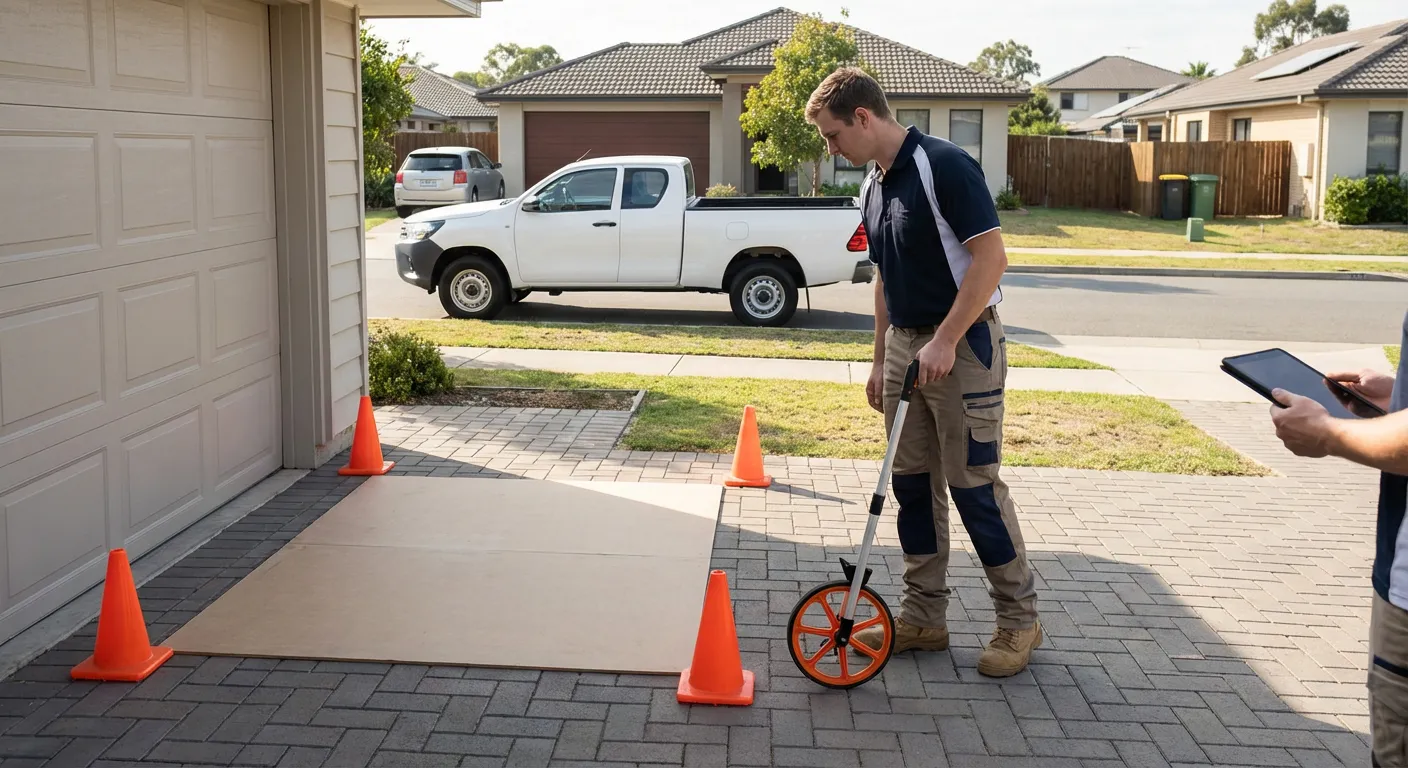 Site assessment for dumpster placement showing clearance requirements in Longview, TX