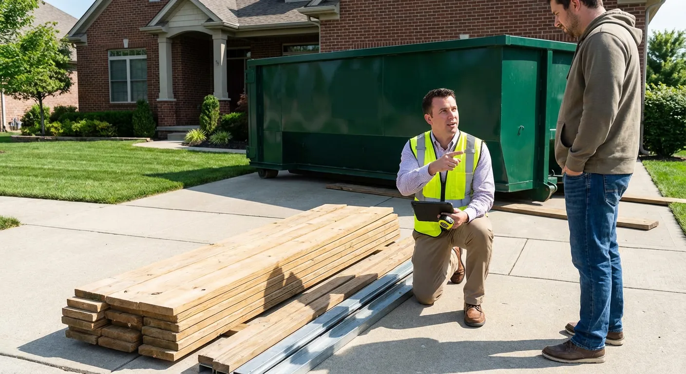Dumpster rental delivery truck in Longview