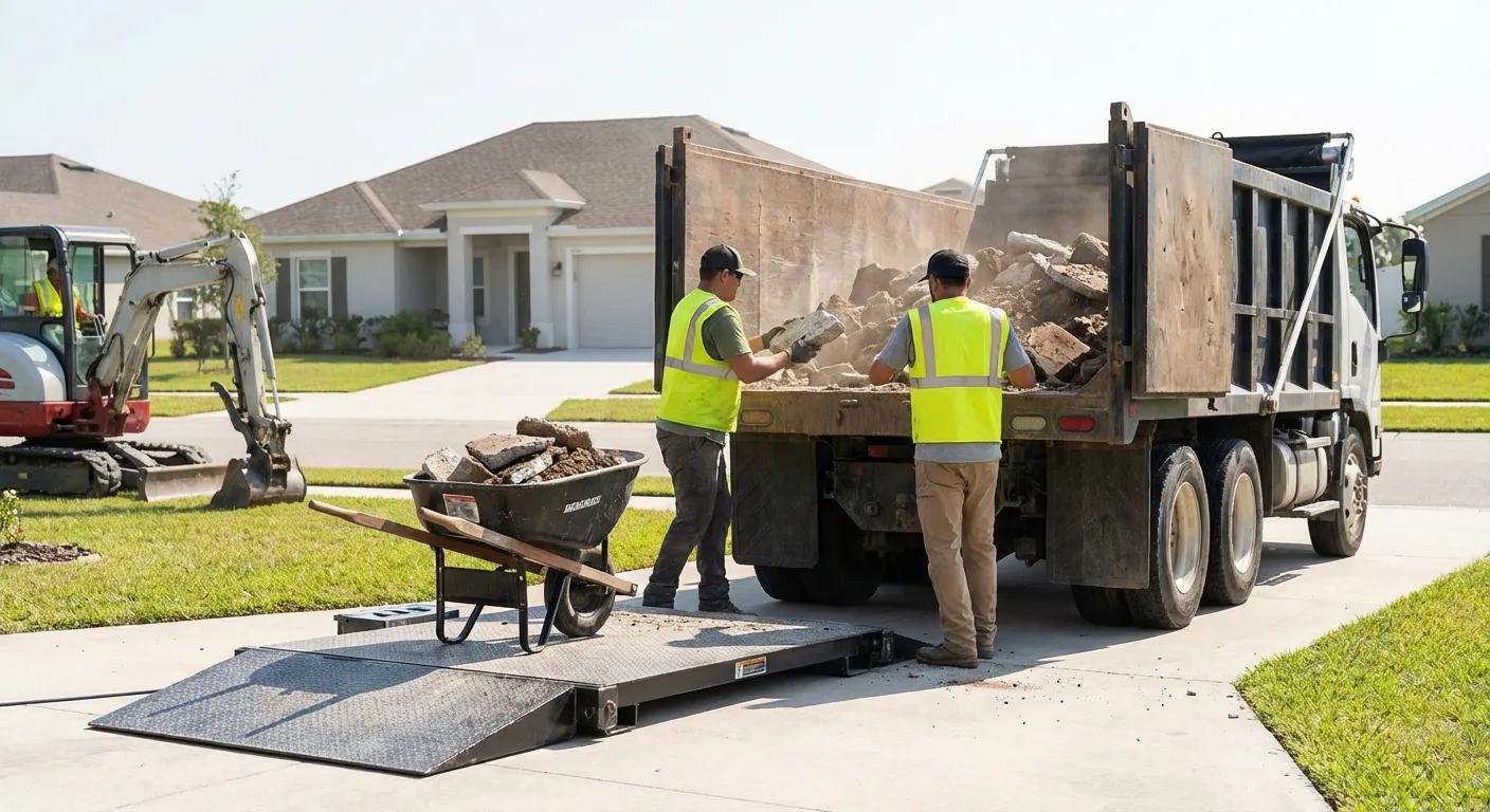 Heavy debris dumpster loaded with concrete in Longview, TX