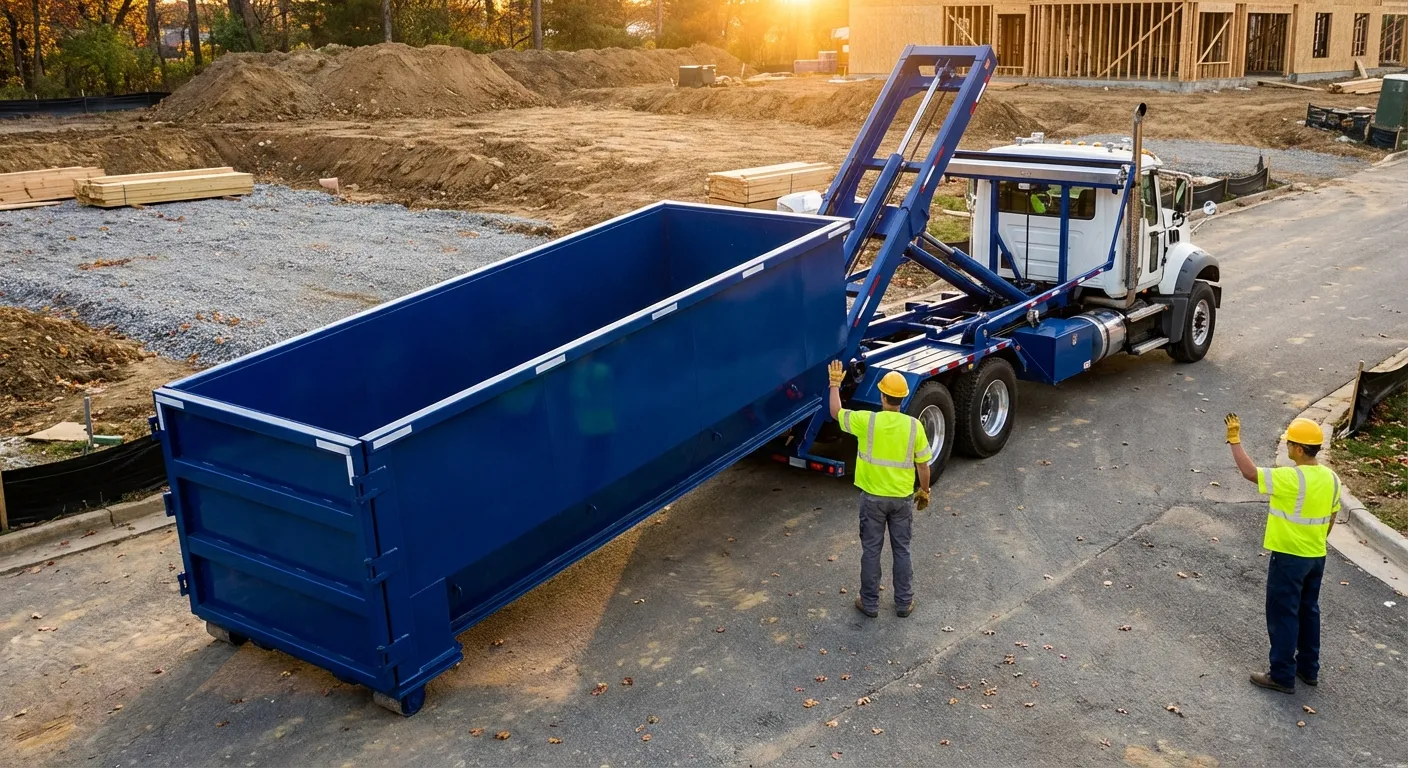 Construction dumpster delivery truck in Longview, TX