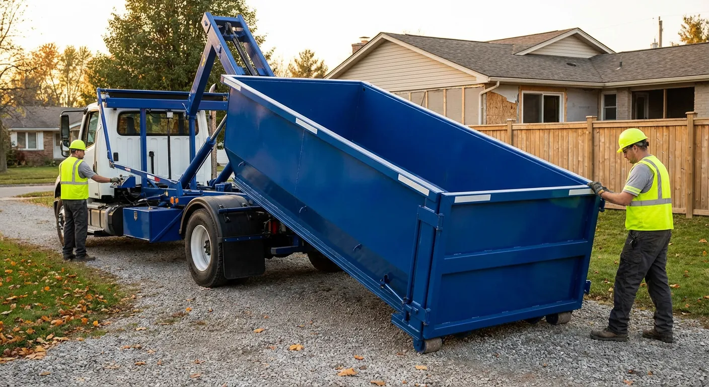 Roll-off dumpster rental delivery truck in Longview, TX