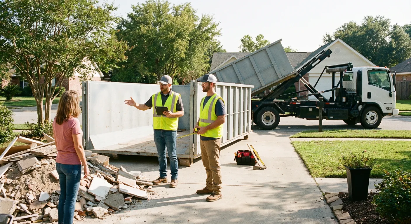 Piney Woods Roll-Offs dumpster delivery truck in Longview, TX